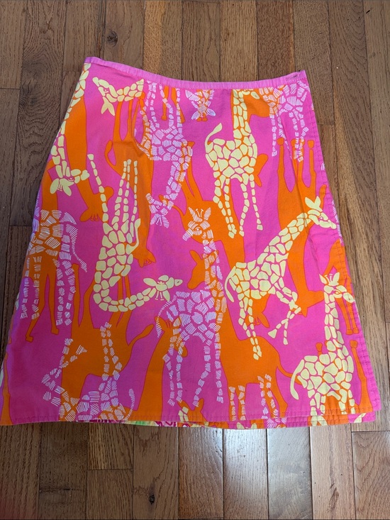 Lilly Pulitzer Dresses & Skirts - Lilly Pulitzer Pink, Orange & Cream Giraffe Print A-Line Skirt, Reversible